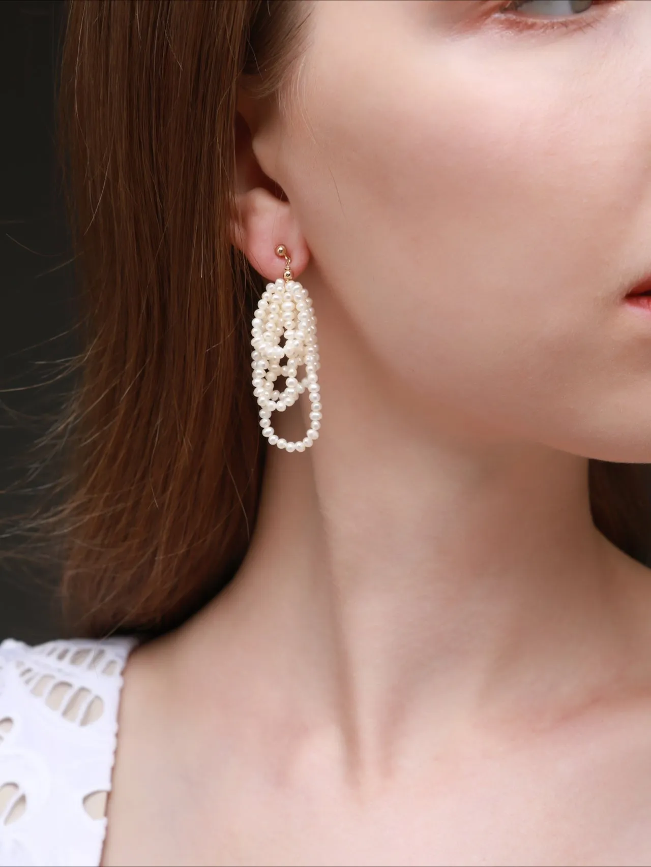 Starry Series Short Hoop Pearl Drop Earrings