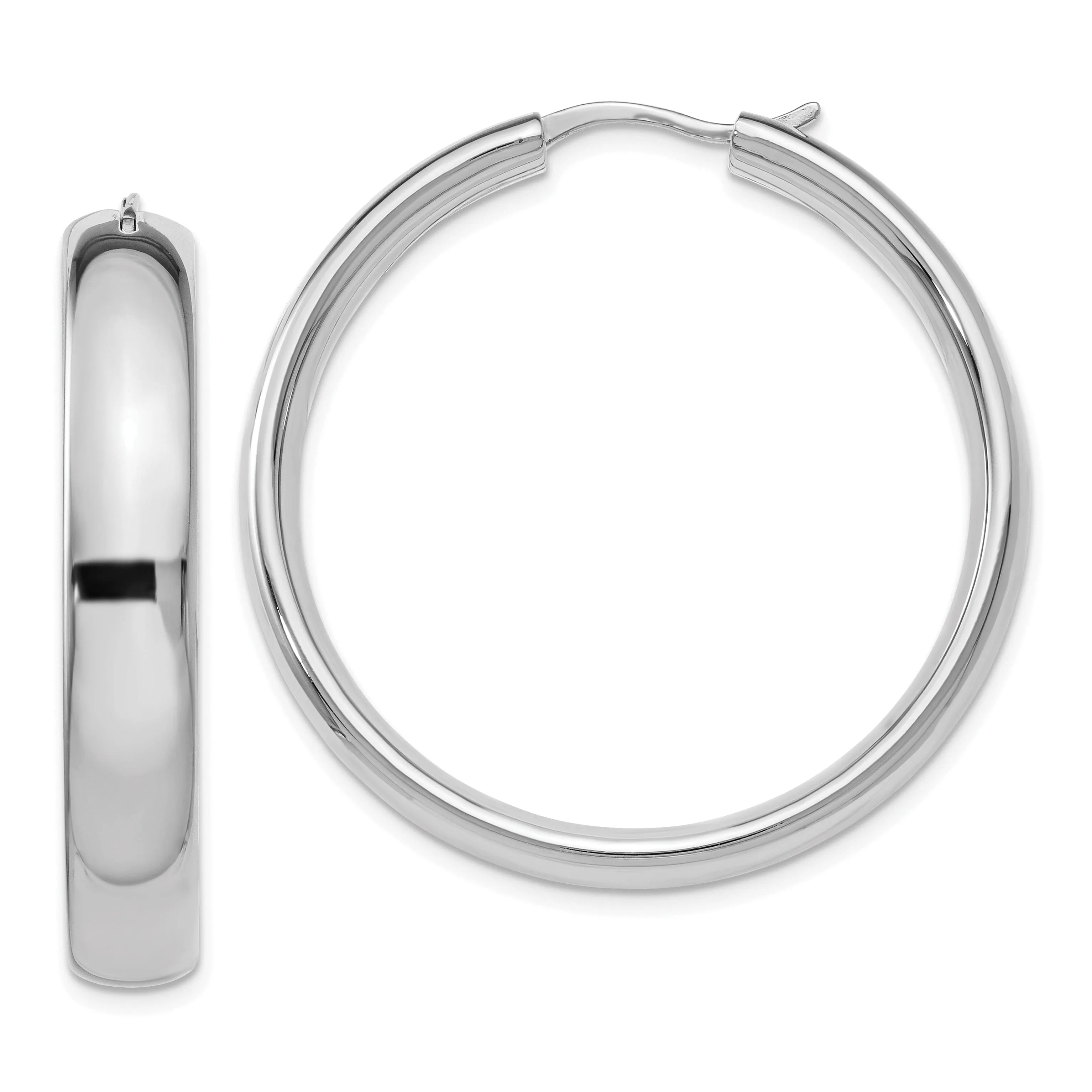 Sterling Silver Half Round Tube Hoop Earrings
