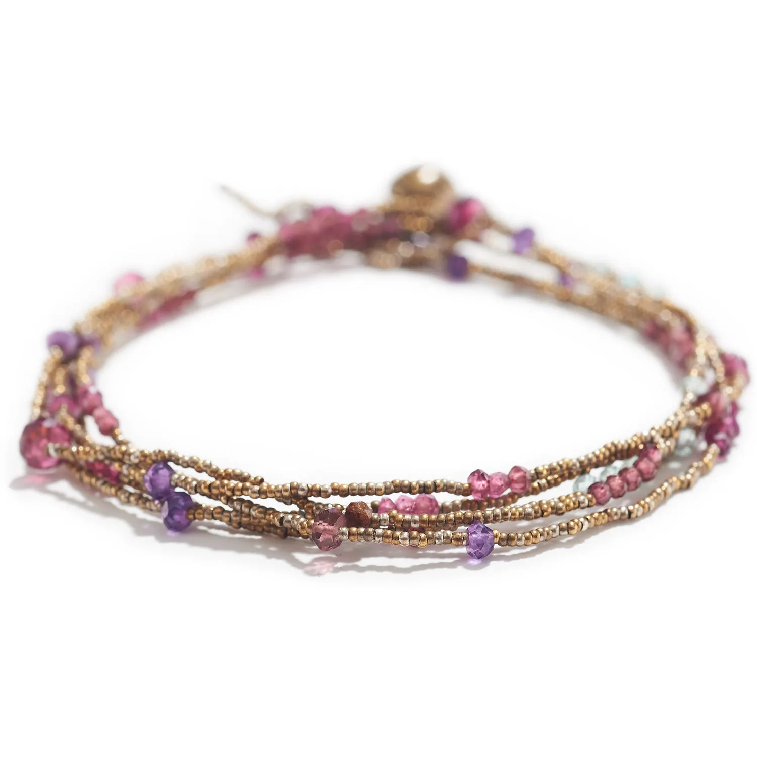 Tassel Necklace with Garnet, Opal & Amethyst