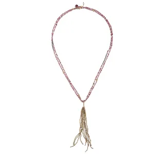 Tassel Necklace with Garnet, Quartz, Opal & Pyrite