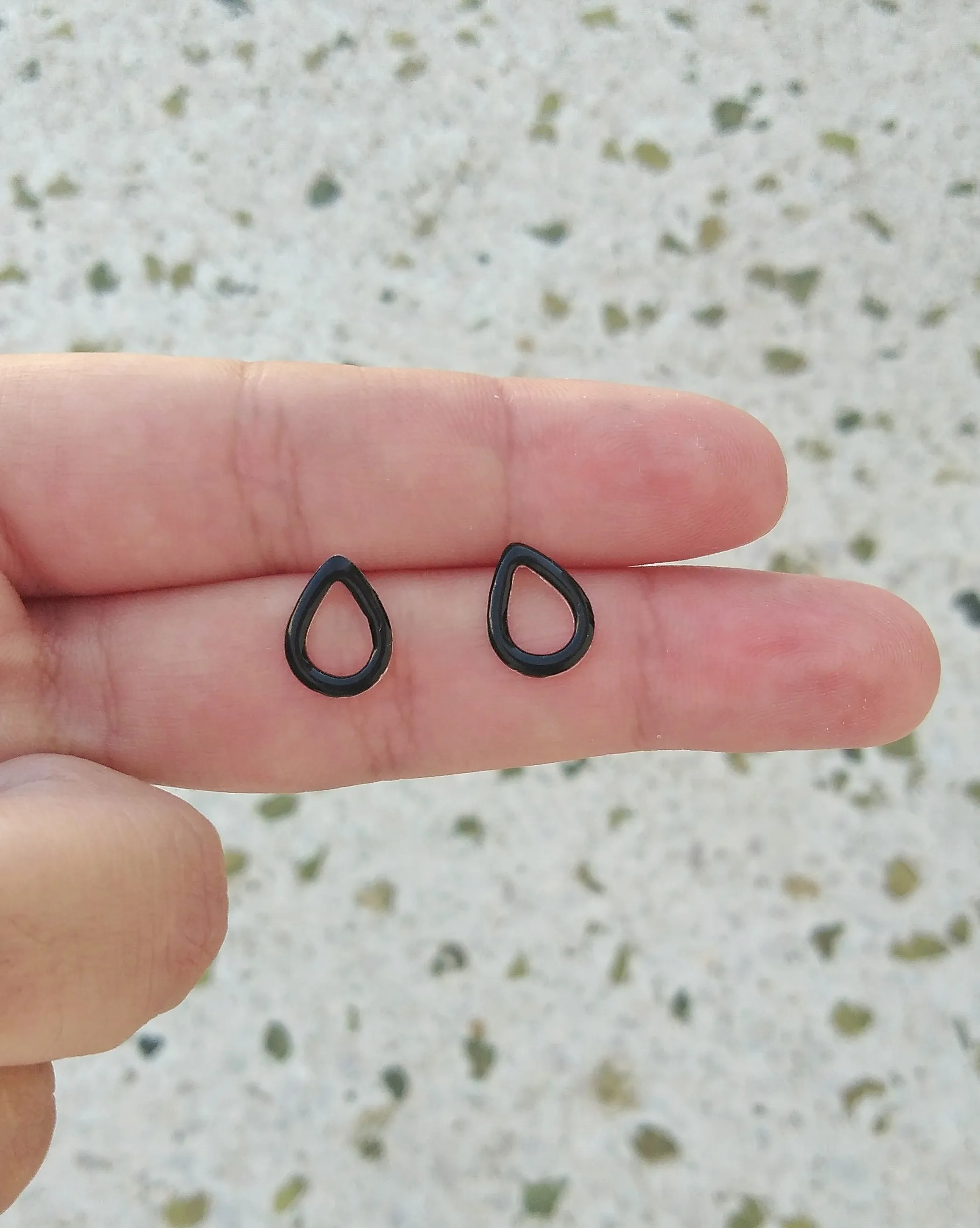 Teardrop Stud Earrings, Unisex Black Stud Earrings, Raindrop Jewellery