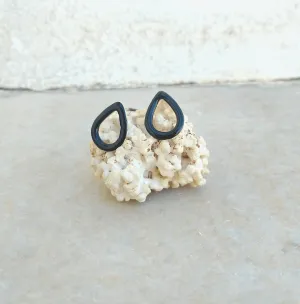 Teardrop Stud Earrings, Unisex Black Stud Earrings, Raindrop Jewellery