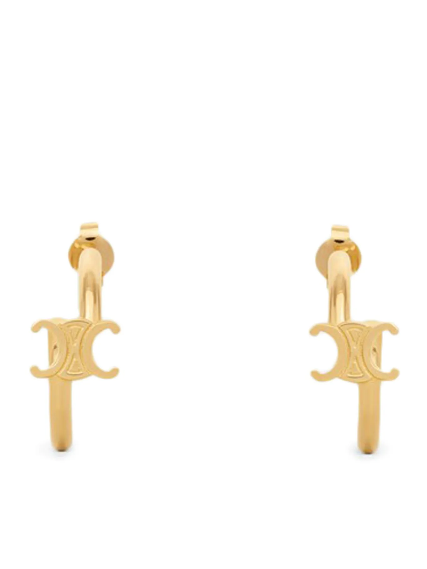 TRIOMPHE ASYMMETRIC HOOP EARRINGS IN BRASS GOLD FINISH