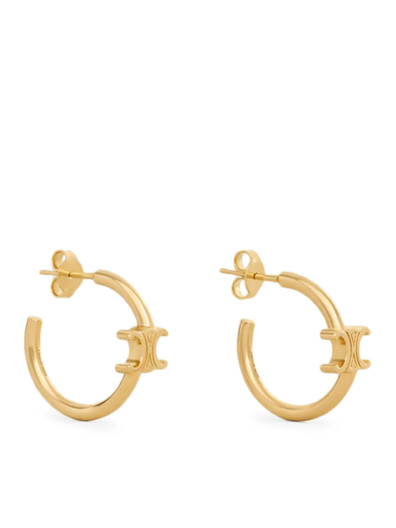 TRIOMPHE ASYMMETRIC HOOP EARRINGS IN BRASS GOLD FINISH