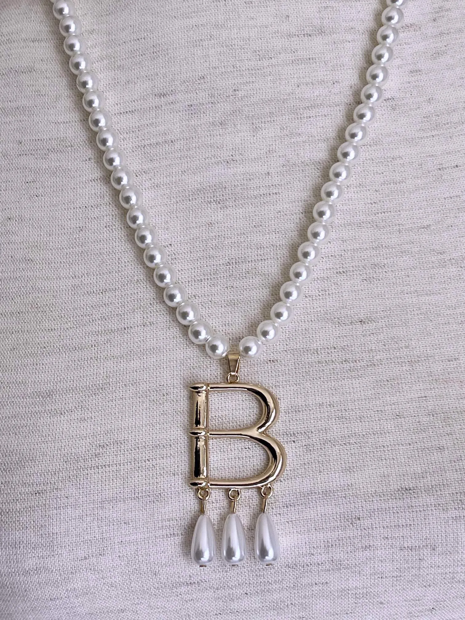 Tudor Inspired Anne Boleyn "B" Pearl Necklace