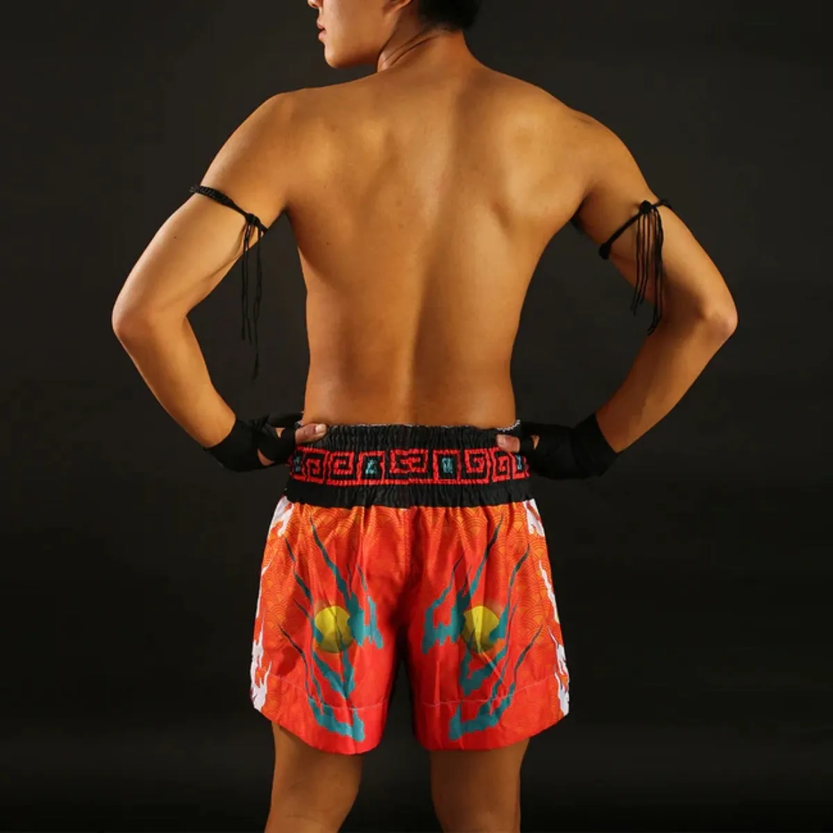 TUFF Sport MS622 White With Blue Dragon Muay Thai Shorts
