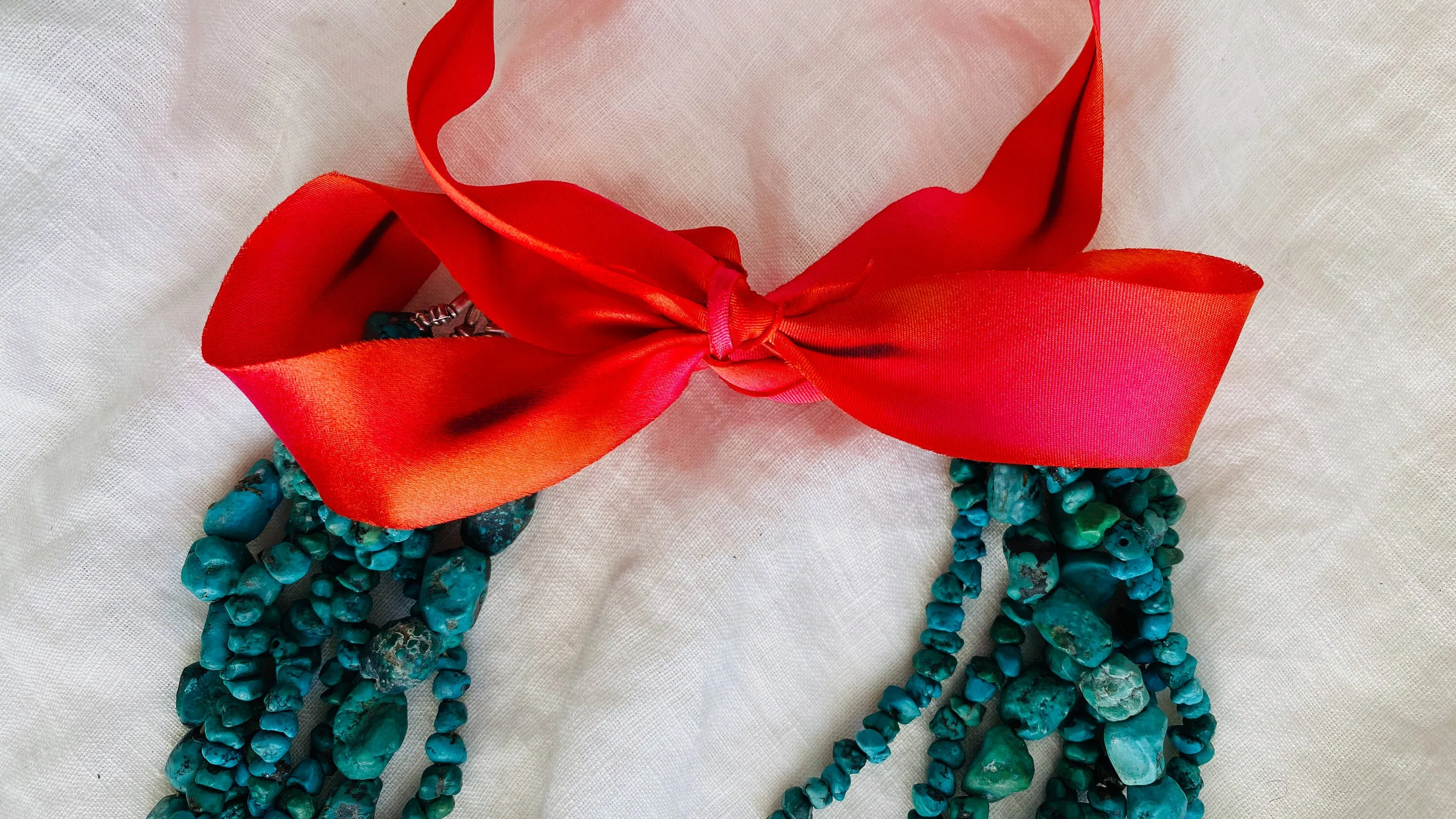 Turquoise and Silver Multi-Strand Necklace.