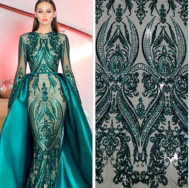 Turquoise Sequin Fabric- الترتر الفيروزي