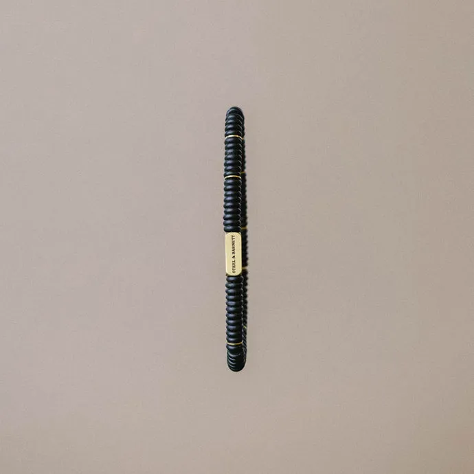 Two Tone Disc Gemstone Bracelet Matt Black/18K Gold