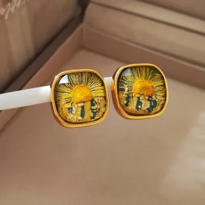Vintage Sun Flower Temperament Minimalist Stud Earrings