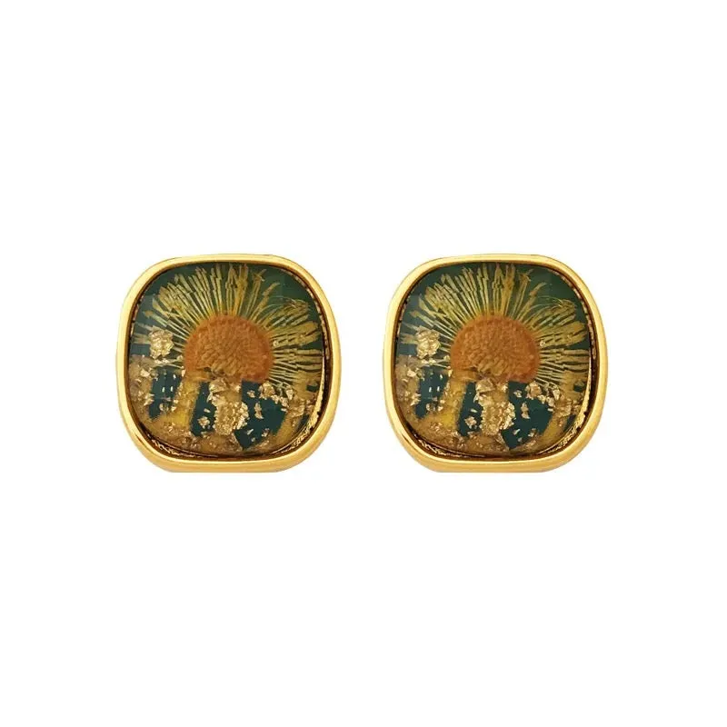 Vintage Sun Flower Temperament Minimalist Stud Earrings