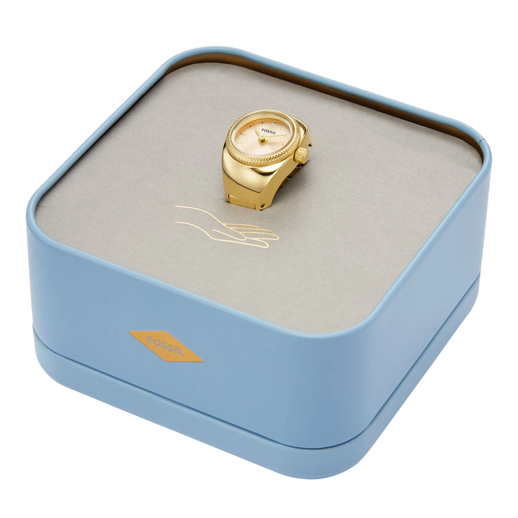 Watch Ring Two-Hand Gold-Tone Stainless Steel