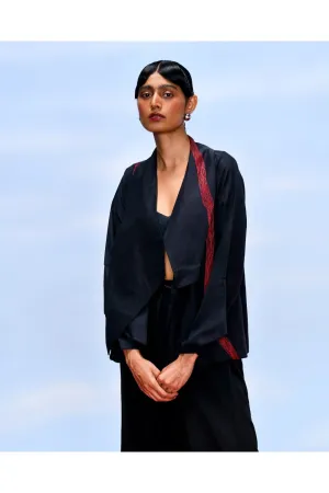 WAVE ASYMMETRIC JACKET - BLACK