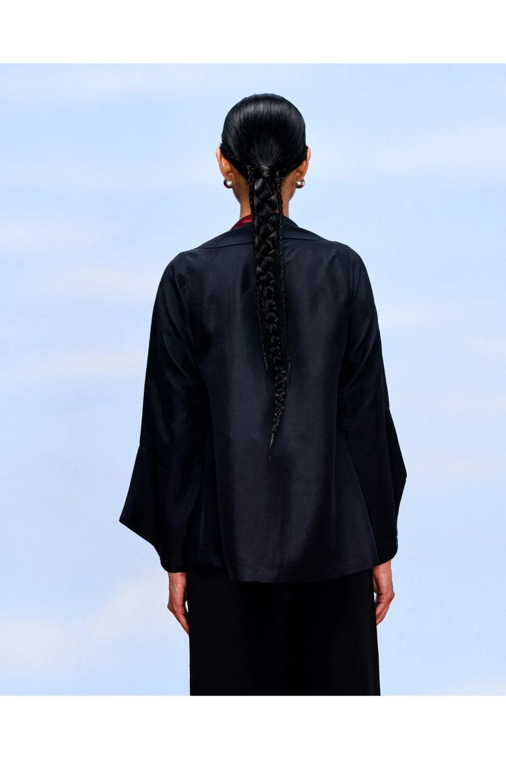 WAVE ASYMMETRIC JACKET - BLACK