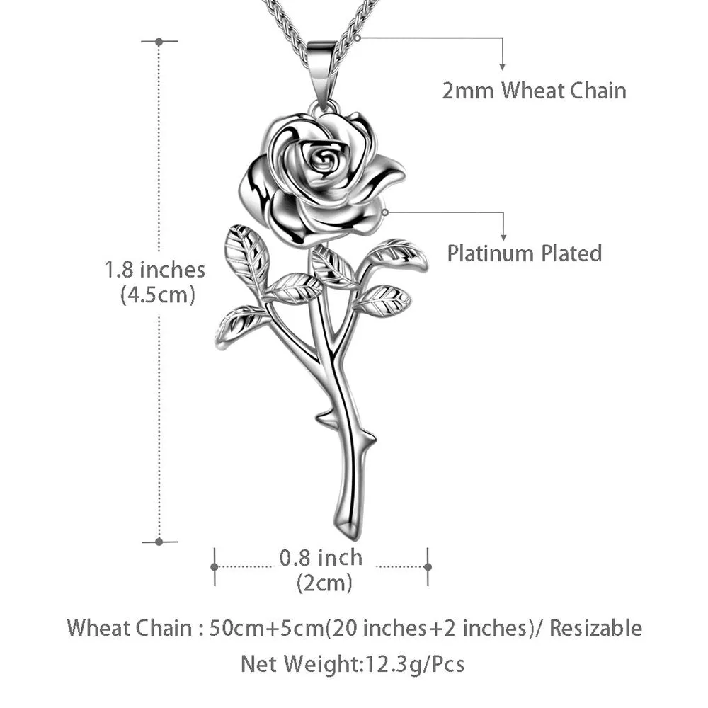 Women Rose Necklaces Gothic Vintage 3D Flower Pendant Romantic Grils Jewelry Gifts
