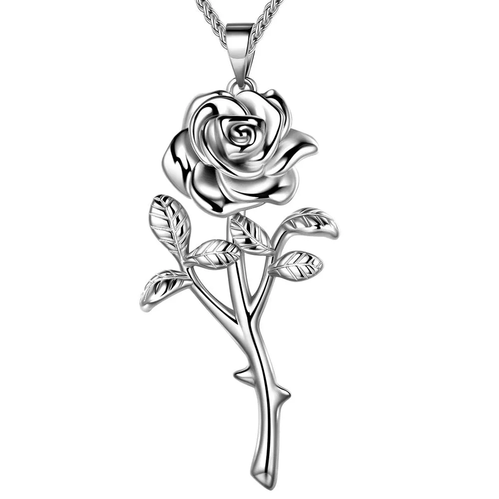 Women Rose Necklaces Gothic Vintage 3D Flower Pendant Romantic Grils Jewelry Gifts