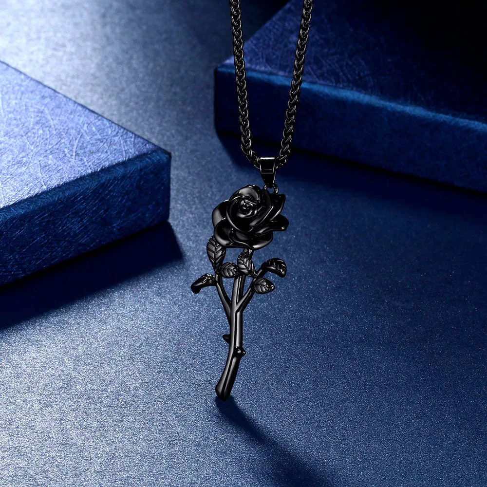 Women Rose Necklaces Gothic Vintage 3D Flower Pendant Romantic Grils Jewelry Gifts