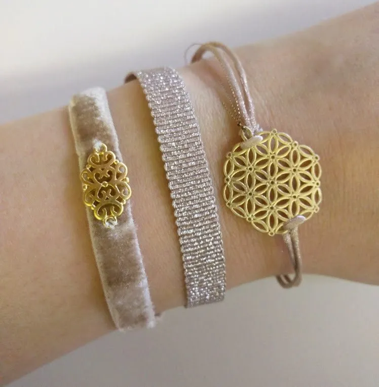 Yz'Bel Armband - Ribbon Velvet Oriental Taupe