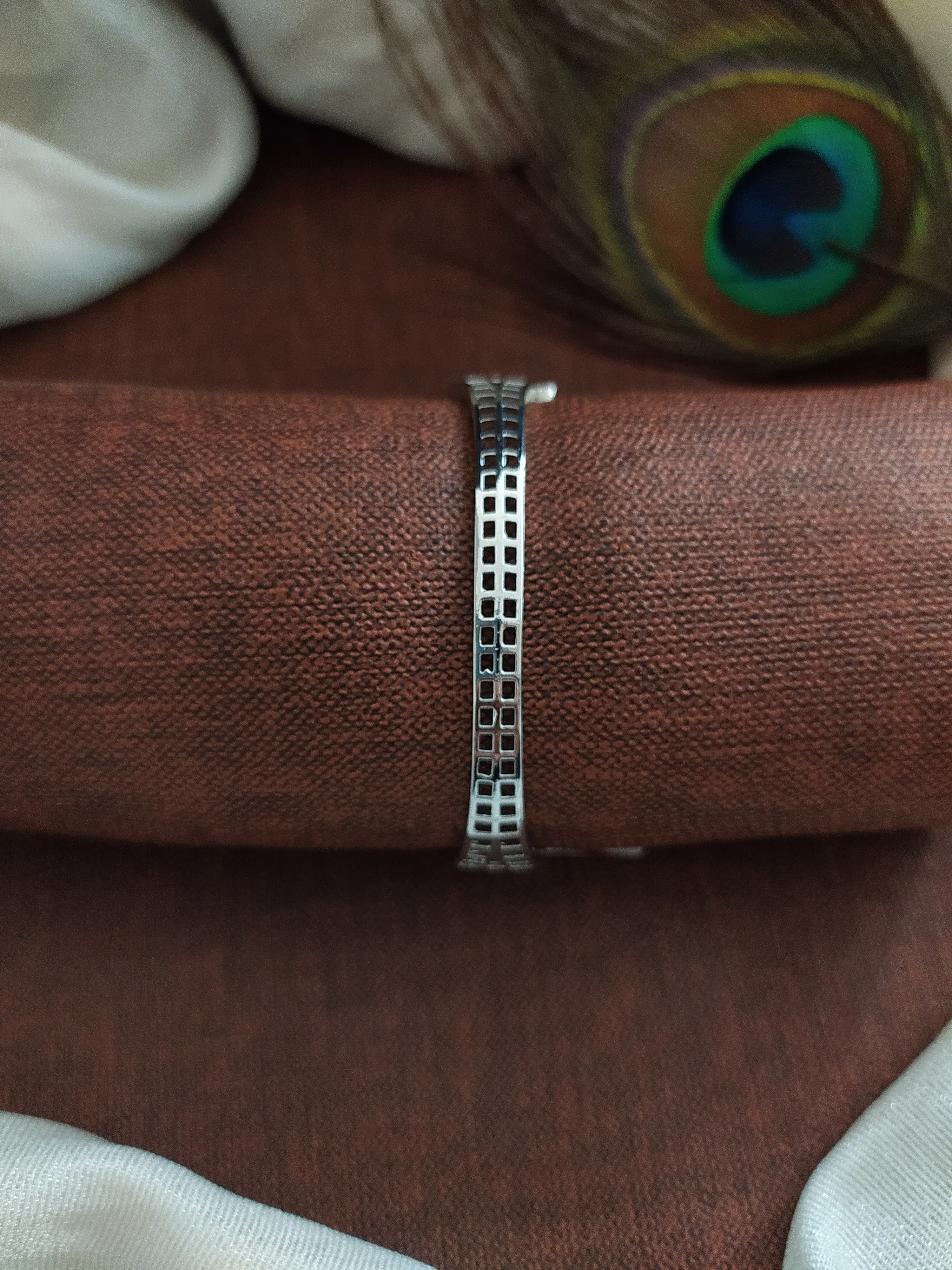 Zircon Kada Bracelets in Rhodium Finish