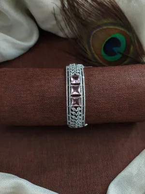 Zircon Kada Bracelets in Rhodium Finish